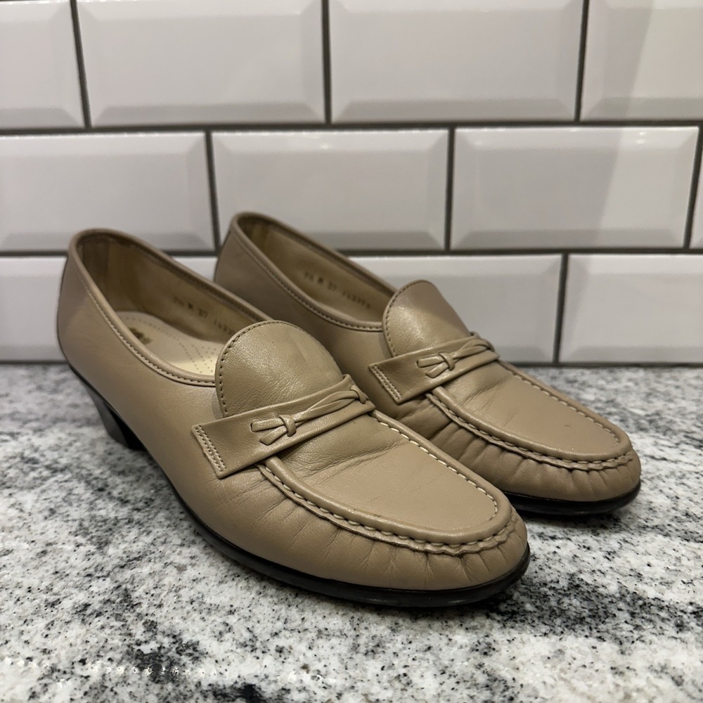 SAS Womens Easier Comfort Shoes Tripad Slip On Tan‎ Leather 9.5 M Heel 142375